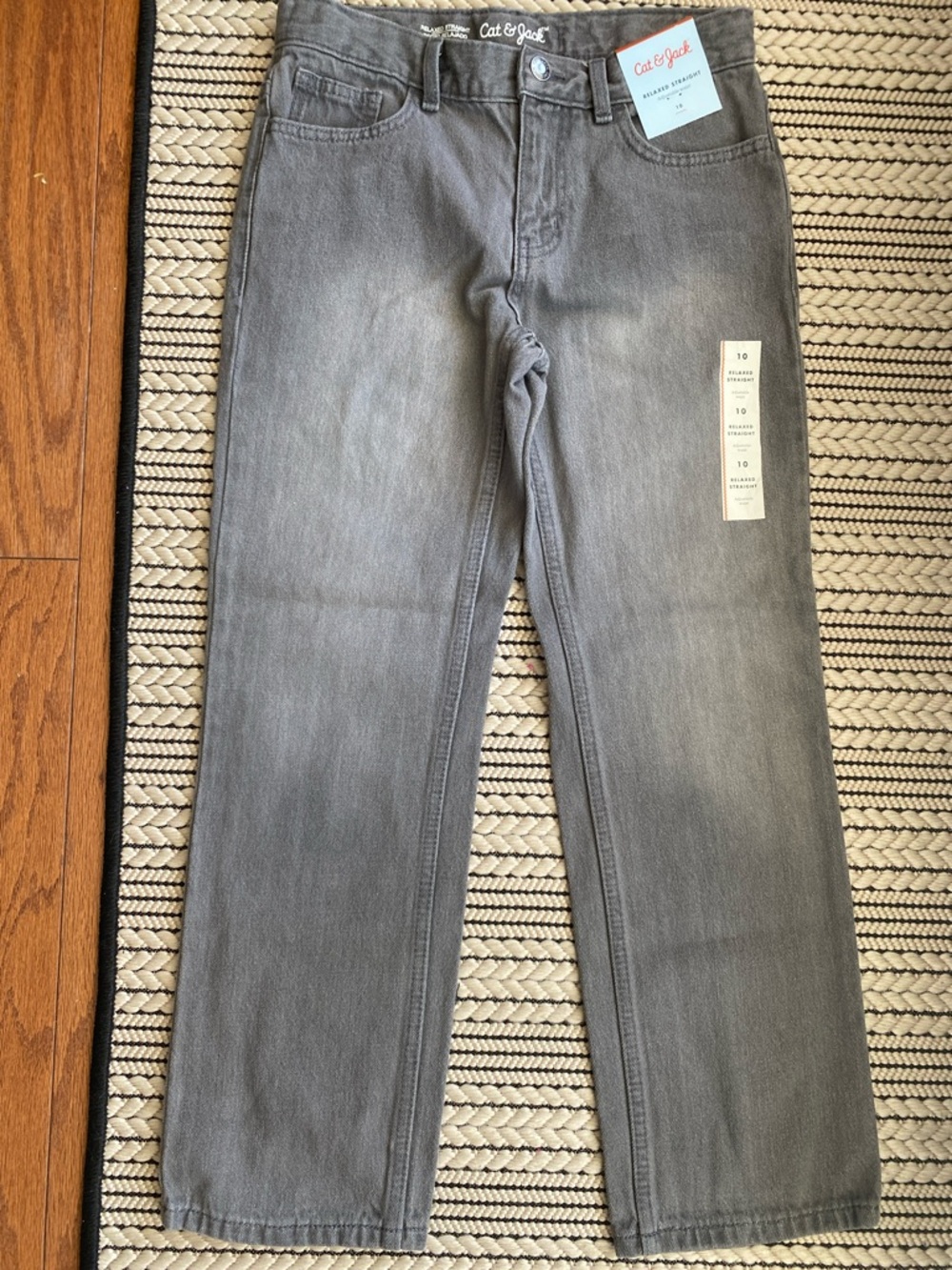 Cat & Jack Boy’s Gray Straight Jeans - Washed Charcoal size 10 NEW